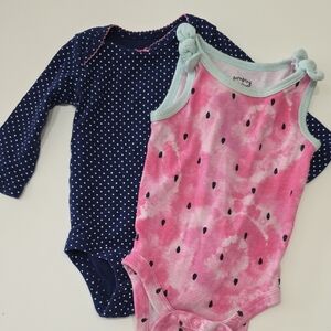 Carters + Jumping Beans Onsie Bodysuit Polka Dit Watermelon Baby Girl Size 0-3M